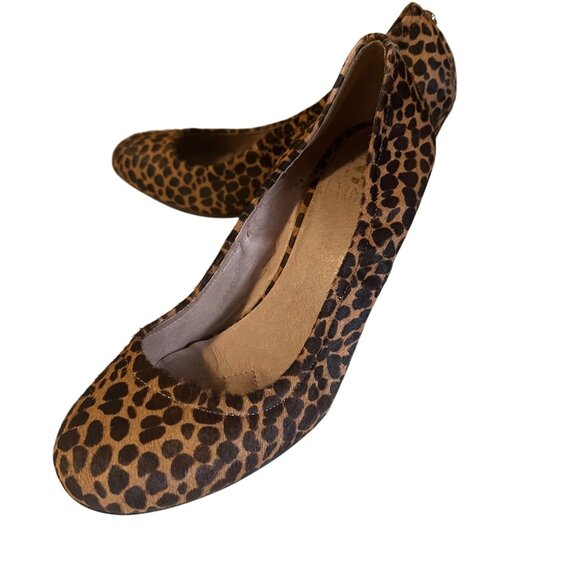 Vince Camuto brown leopard calf hair leather wedges size 9B - Picture 1 of 7